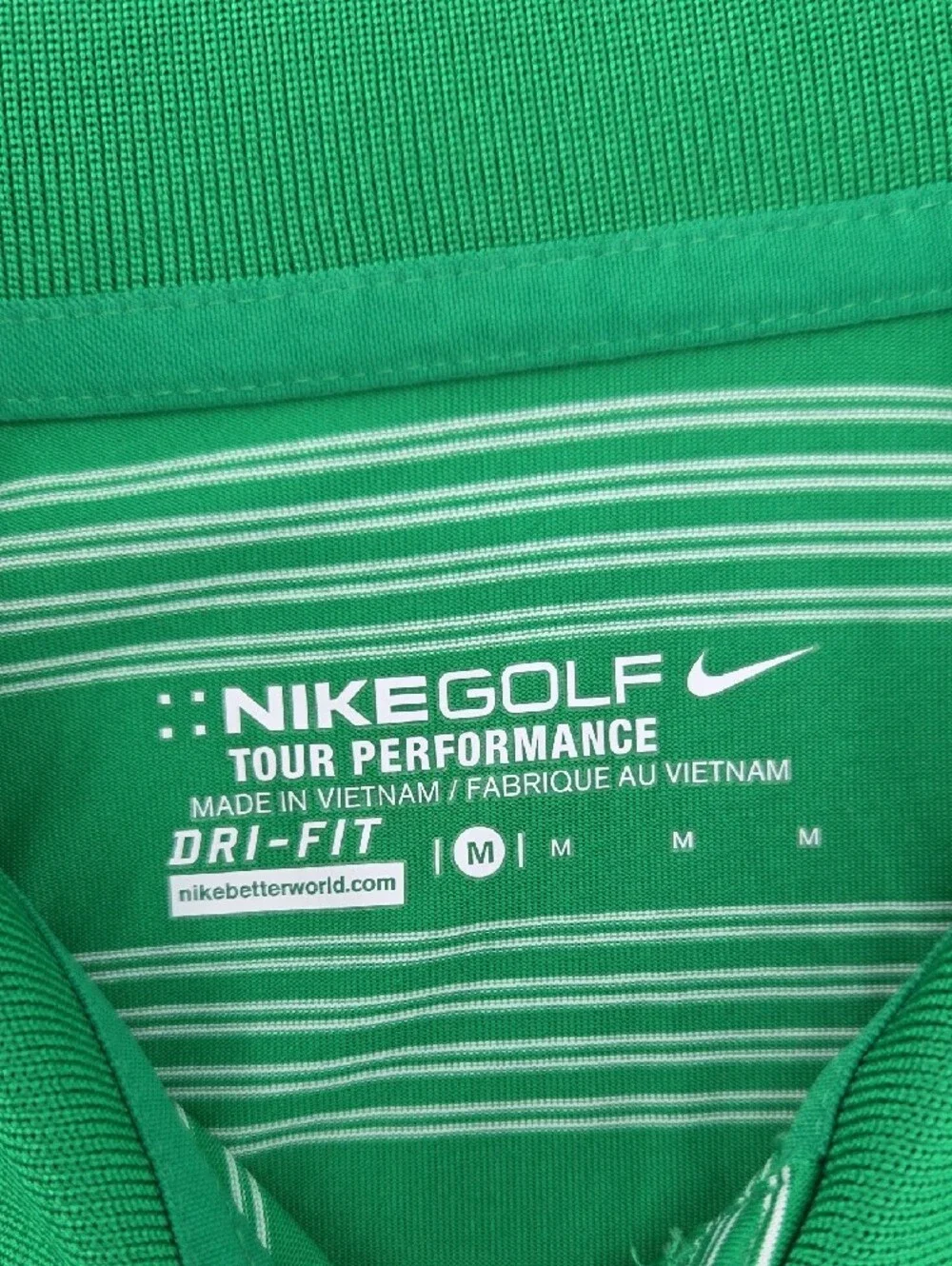 Nike Women's Green Striped Golf Polo with Yellow Oregon DUCKS